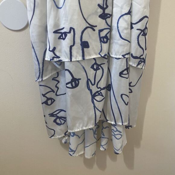 Hutch Printed Rosa Artsy Wrap Short Sleeve Tiered Midi Dress Faces White Size XS - Picture 4 of 11